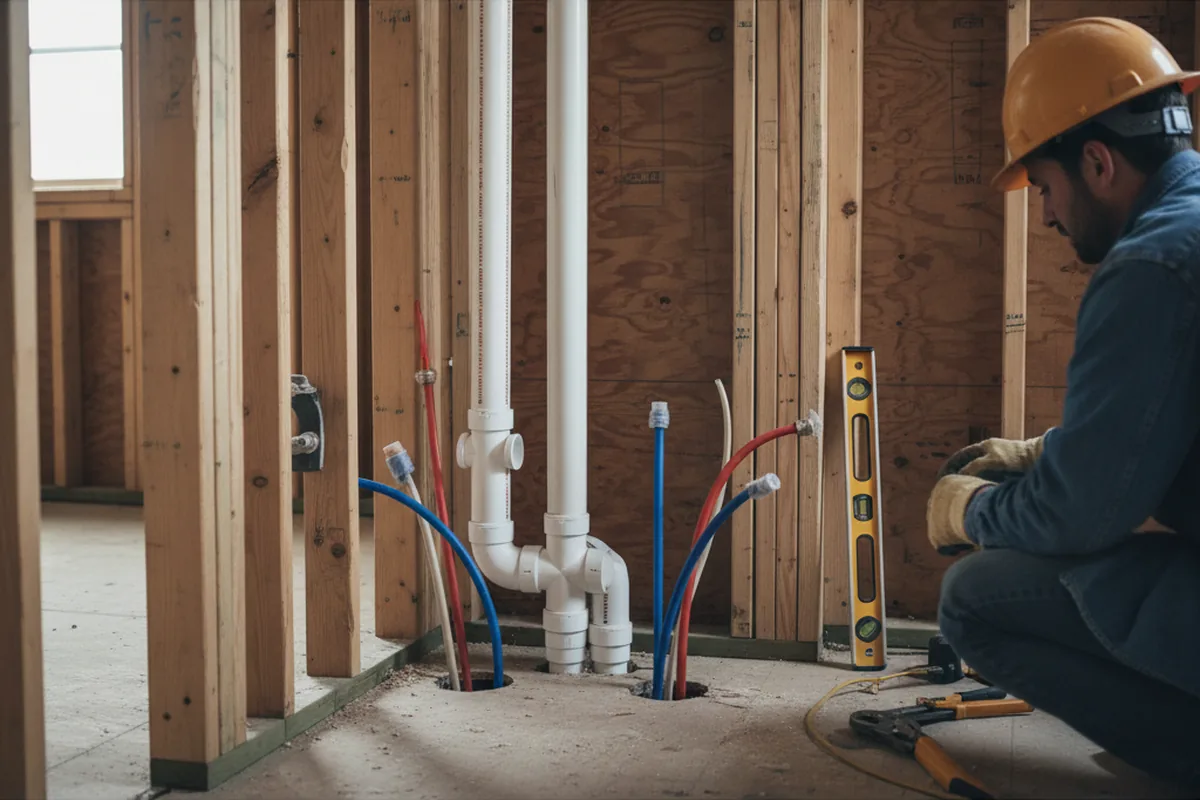 Drain and supply rough-in during Leak Detection in Strasburg